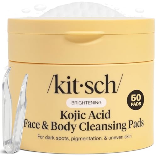 Kitsch Kojic Acid & Turmeric Cotton Pads for Face & Body - 50 Count