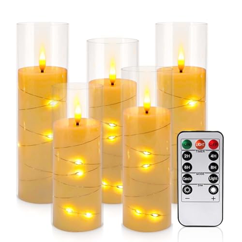 5-Pack Flameless Candles with Remote - Ivory LED Pillar Candles