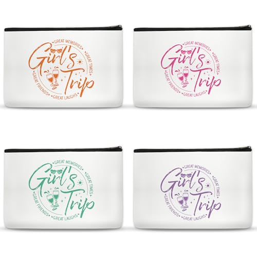 SEAOYOZO 4 Pcs Girls Trip Gifts Makeup Bags – Variation: girls trip | Bestie Gifts Travel Toiletry Bags
