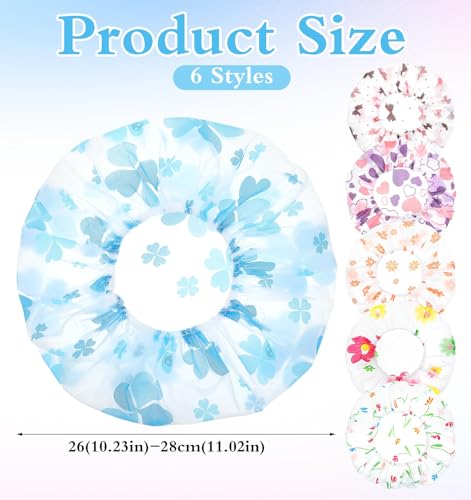 Kids Shower Cap Set - 6 Reusable Cartoon Caps for Girls