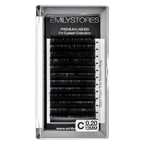 EMILYSTORES C Curl Eyelash Extensions 0.20mm Thickness 12mm Length