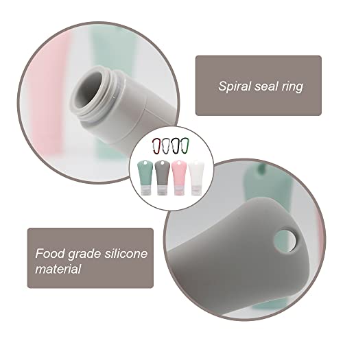 NingMengXYRHZB 4-Pack 60ml Leakproof Silicone Travel Bottles with Carabiner Hooks