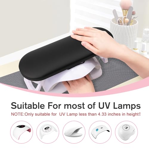 Subay Foldable PU Leather Nail Arm Rest - Black Manicure Cushion
