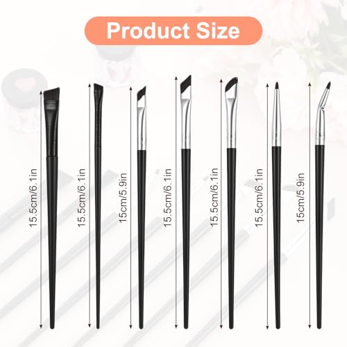 7-Piece Angled Eyeliner & Eyebrow Brush Set for Precision Makeup