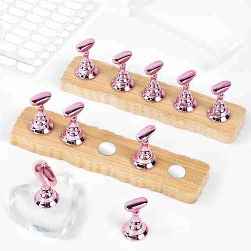 Nail Stand Kit with Magnetic Holders & Adhesive Tabs for Art
