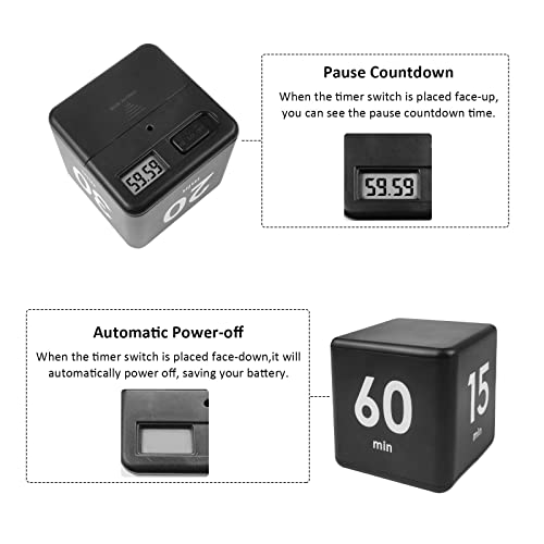 Feilifan Flip Cube Timer for Cooking, Study, and Work - 15/20/30/60 Min
