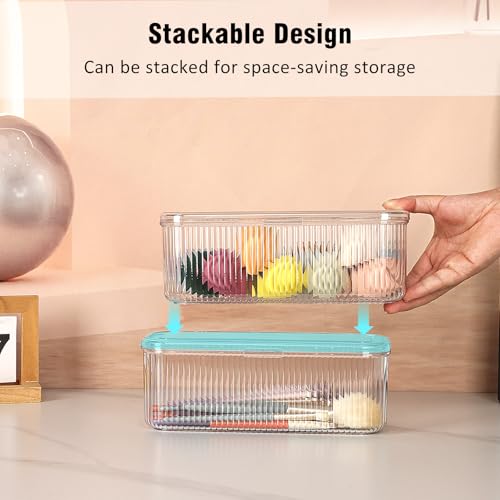 JessLab Clear Makeup Brush Holder Organizer with Lid - 1 Pack