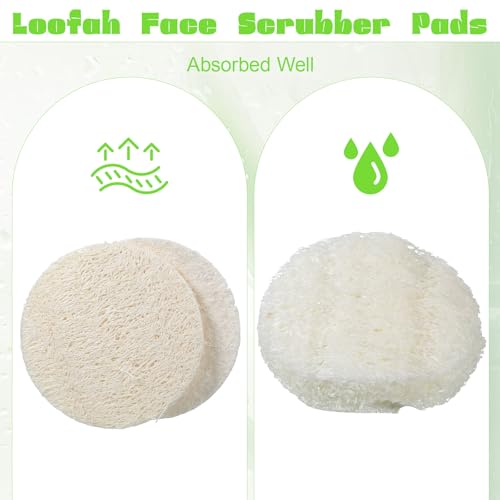 Natural Loofah Facial Pads 25 Pcs Exfoliating Scrub Sponges for Daily Cleansing