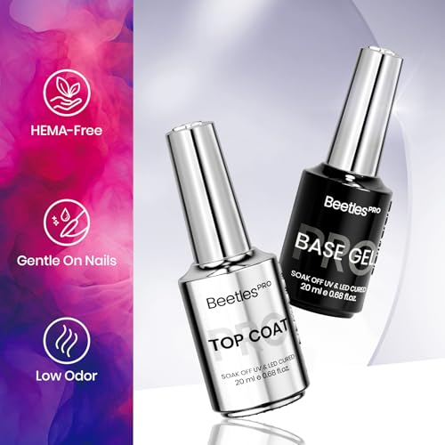 Beetles Professional Gel Base and Top Coat Set - 20ml Long-Lasting Shine