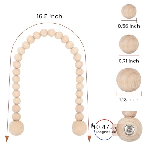 KLOGTSIND Magnetic Curtain Tiebacks - 2 Pack Wood Bead Holdbacks