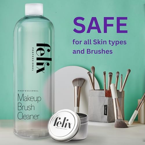 Felix Professional Liquid Makeup Brush Cleaner - 8 Fl Oz, Quick Drying & Fragrance Free