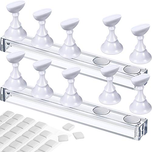 Blulu Acrylic Nail Stand Set with 96 Reusable Adhesive Putty