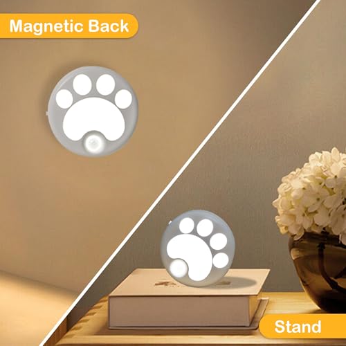 Attivolife Cat Paw Motion Sensor Night Light - USB Rechargeable LED Lamp