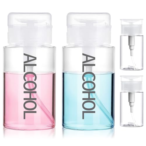 4 Pack Push Down Pump Dispenser Bottles for Acetone & Liquids