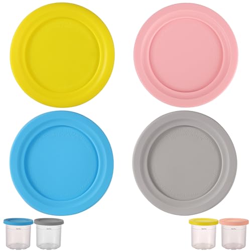 Silicone Ice Cream Container Lids - 4 Pack for Ninja Creami