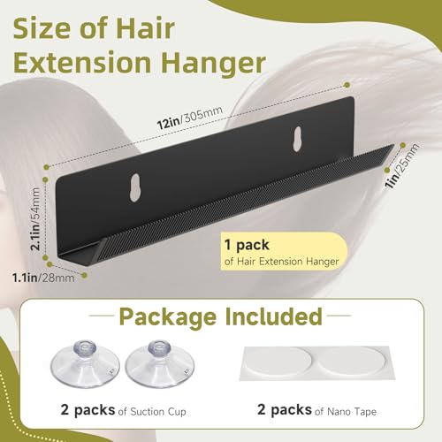 Matte Black Hair Extension Hanger - Tangle-Free Organizer for Styling & Drying