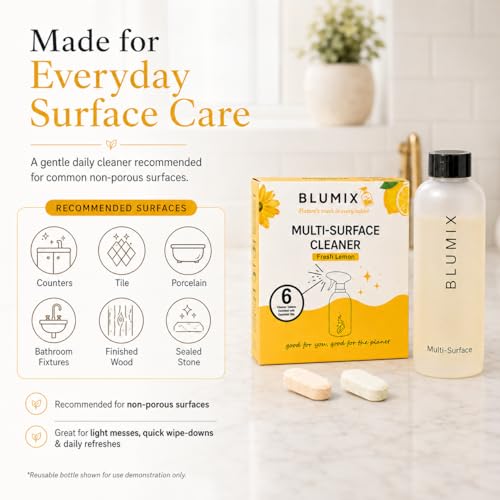 Blumix Eco-Friendly Multi-Surface Cleaner Tablets - 6 Count, Fresh Lemon Scent