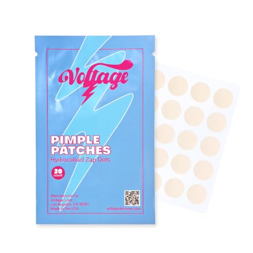 Voltage Labs 20 Pack Clear Hydrocolloid Acne Pimple Patches for Face