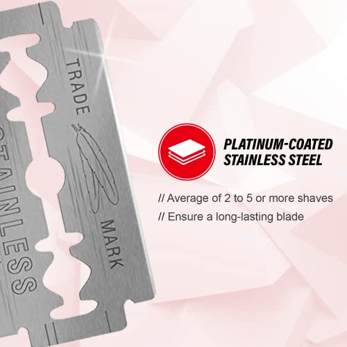 Feather Double Edge Safety Razor Blades - Platinum Coated, 20 Count