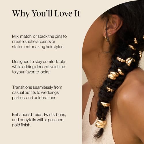 Kitsch Gold Hair Pins - 3pcs Lightweight Cloud Jewelry for Braids & Updos