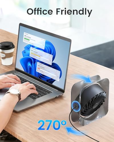 EasyAcc USB Desk Fan - Portable Mini Fan with Turbo Airflow for Travel & Bedroom