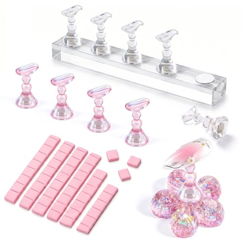 Makartt Aurora Clear Pink Magnetic Nail Stand Kit for Press-On Nail Art