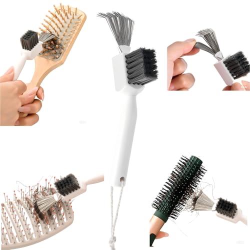 2-in-1 Hair Brush Cleaner Tool with Stainless Steel Rake and Bristles