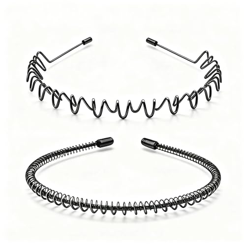 Adjustable Metal Headband for Men - Non-Slip Hair Control (2 Pcs)