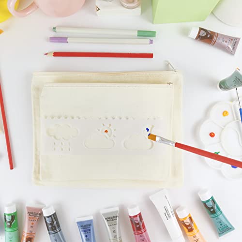 Small Beige Canvas Makeup Bags 20pcs - Bulk Cosmetic Pouches with Zipper for Travel & DIY