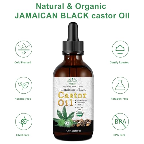 MMPANG Jamaican Black Castor Oil 4.22 Fl Oz - Organic Cold Pressed Hair & Skin Oil