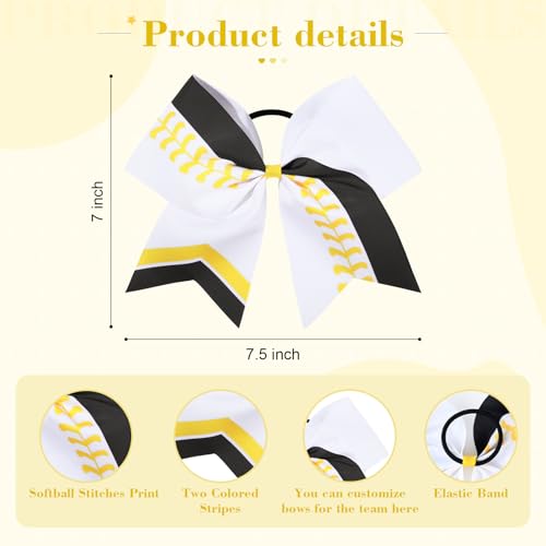 DEEKA 12 Pack Softball Cheer Bows 8-Inch Hair Accessories for Girls Teen Cheerleaders