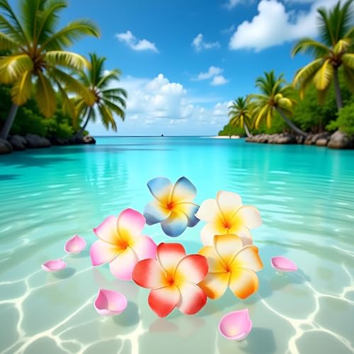 10 Pcs Multicolor Plumeria Flower Hair Clips - 7cm Hawaiian Barrettes