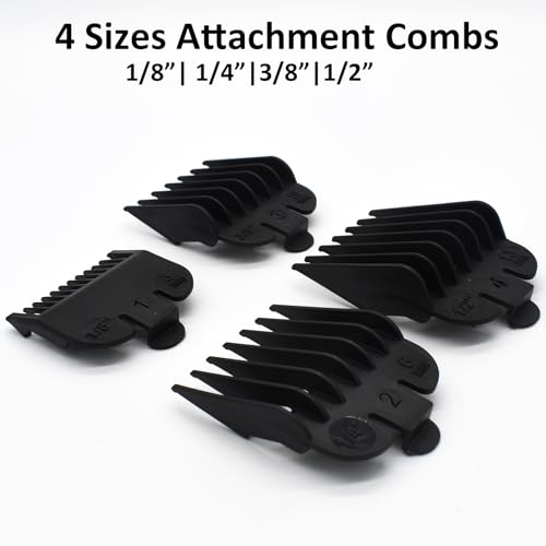 4-Piece Hair Clipper Guard Set for Wahl, 1/8" to 1/2" Cutting Guides
