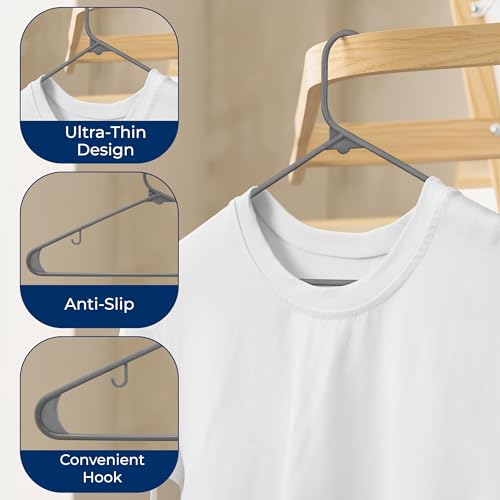 SereneLife 10 Pack Plastic Hangers - Durable, Space-Saving Clothes Organizers