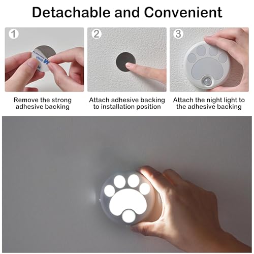 Attivolife Cat Paw Motion Sensor Night Light - USB Rechargeable LED Lamp