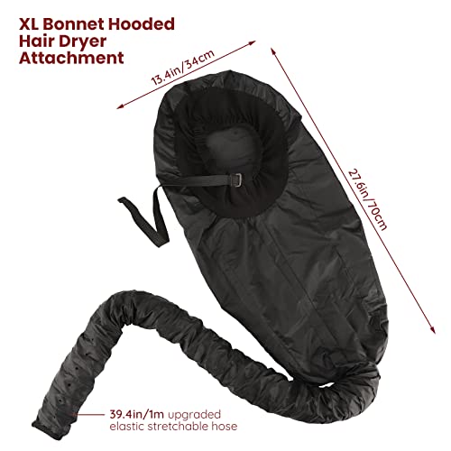 Segbeauty Black Adjustable Deep Conditioning Hair Dryer Hood Cap, Extra Large for Curly & Long Hair