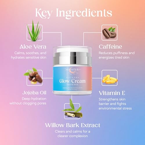 Moontide Beauty Lunar Glow Brightening Face and Neck Moisturizer, 1.9 Oz