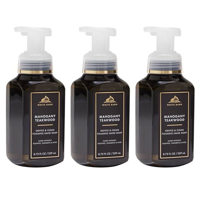 Bath & Body Works Mahogany Teakwood Gentle & Clean Foaming Hand Soap - Germ-Cleansing Hand Soap with Gentle Cleansing & Conditioning Formula - Dermatologist Approved - Thoughtful Gift- 3-Pack