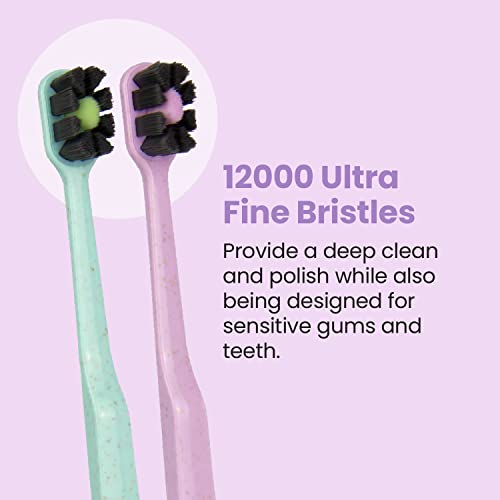 Lindo EcoCare Charcoal Toothbrush Set - 4 Pack with 12000 Ultra Fine Bristles