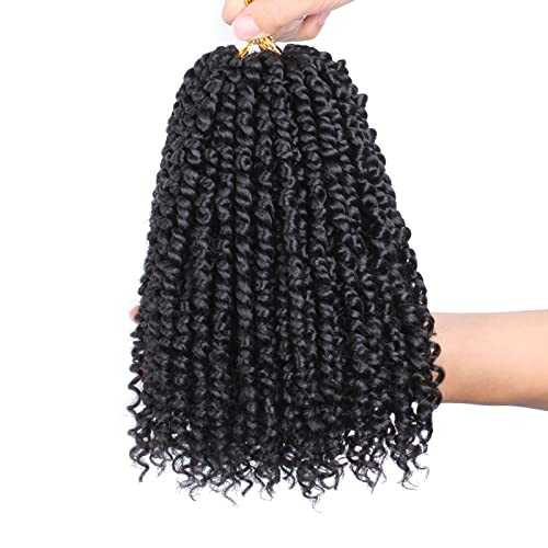 Leeven 8 Inch Pre-twisted Passion Twist Crochet Hair 1B# (Pack of 8)