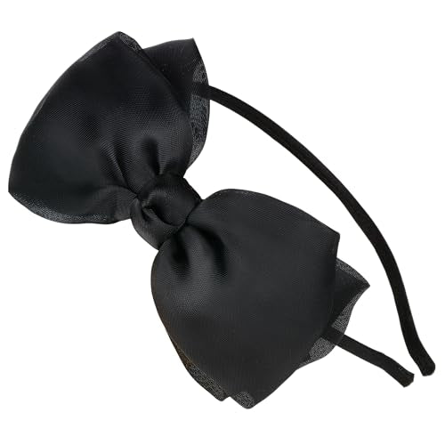 Women’s Black Chiffon Bow Headband, Elegant Hair Accessory for Styles