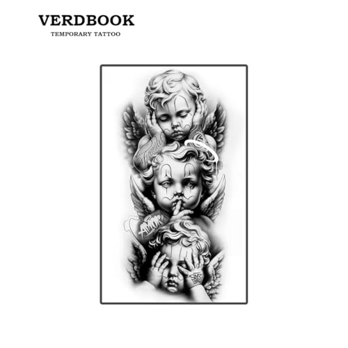 VERDBOOK Sacred Cherub Angel Temporary Tattoos 2 Sheets - Waterproof & Long-Lasting, Mystical Body Stickers for Adults