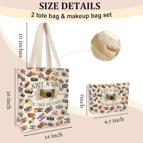 Canvas Tote Bag and Cosmetic Pouch Set for Photographers
