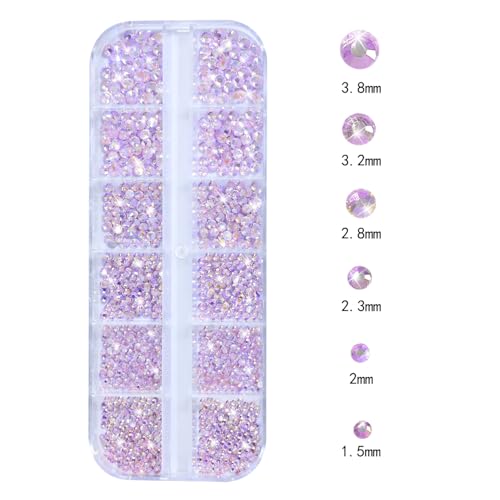 Light Pink AB Nail Rhinestones Kit - Multi-Shape 6 Sizes for Nail Art & DIY Decorations