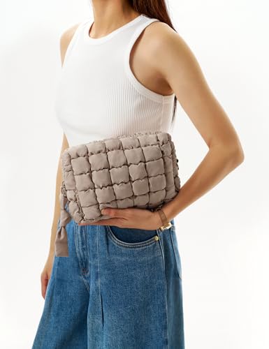 Unilily Quilted Makeup Bag - Medium Puffer Cosmetic Pouch for Travel