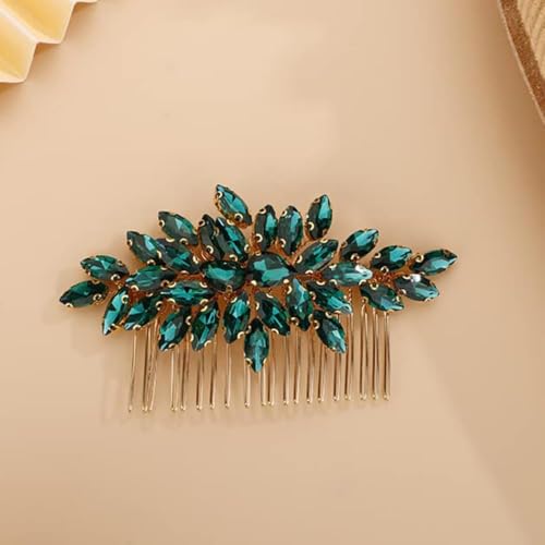 Multicolor Peacock Blue Crystal Hair Comb for Bride Women Girls Wedding Accessory
