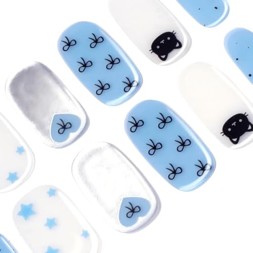 GelMala Cloudy Kitten Semi Cured Gel Nail Strips - Easy Apply