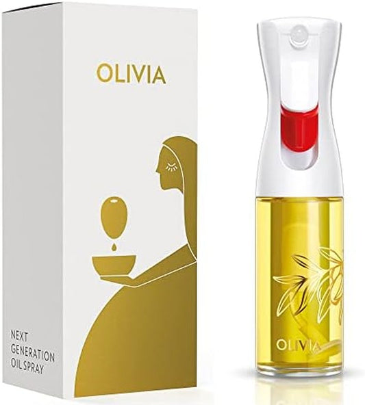 Advanced Kitchen Oil Sprayer - Flairosol Technology for Fine Mist & Portion Control | Refillable Glass Olive Oil Bottle, 130ml (Golden Leaves)