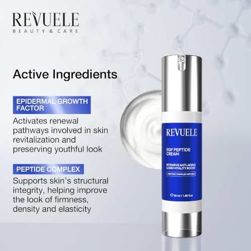 Revuele EGF Peptide Cream - Advanced Anti-Aging Moisturizer with Niacinamide & Hyaluronic Acid, 1.69 fl. oz