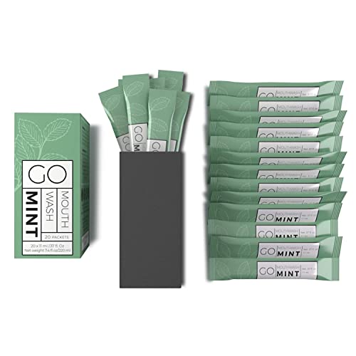 Go Essentials 0.37 Fl Oz Travel Mouthwash Packets - Pack of 20, TSA Compliant, Mint Flavor, Portable Fresh Breath